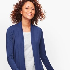 Talbots Tencel lyocell women's longline navy cardigan size Large